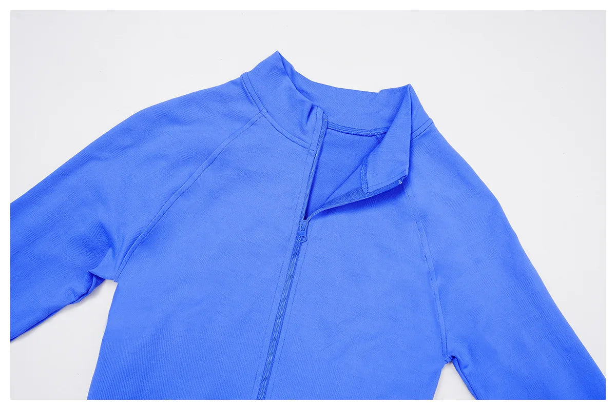 Seamless 2 Pieces Yoga Suit Sports Outfits Women Gym Set Women Tracksuit Running Workout Long Sleeve Sports Shirt Yoga Clothing