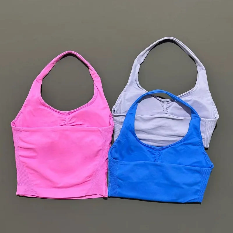 Woman  Yoga Clothing Backless Tank Tops Gym Vest  Push Up Sport Bras Running Vest Workout Tops Activewear Exercise Fitness