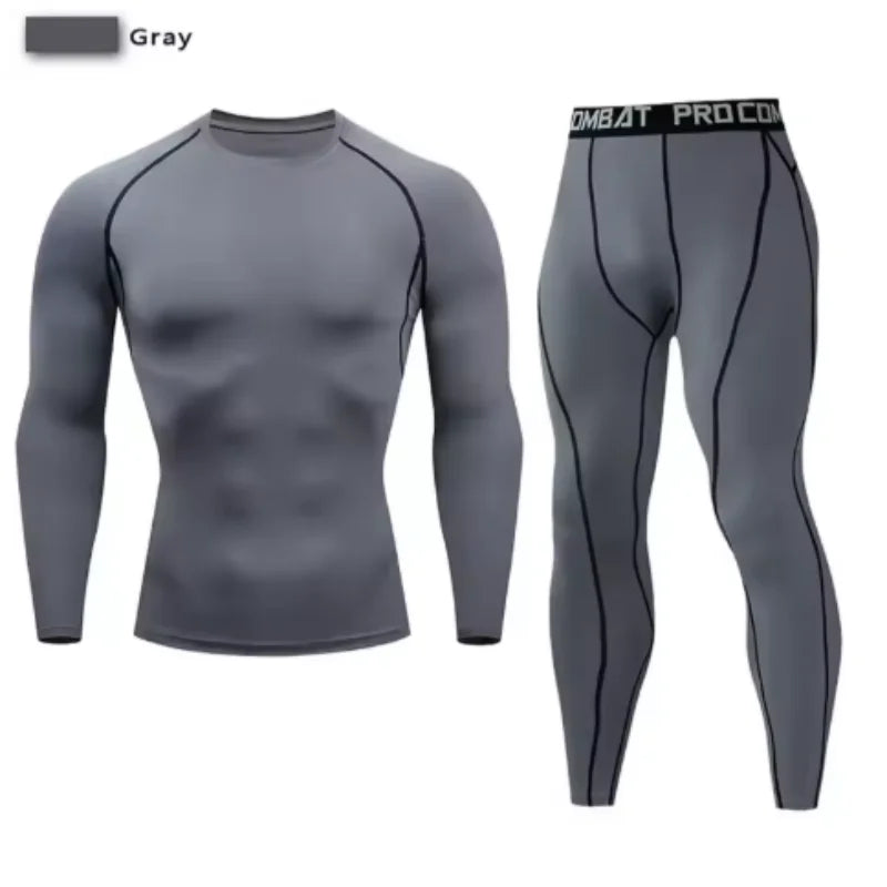 Men's Compression Set Men Sportswear Gym Fitness Suits Training Jogging Sport Tights Clothing Rashguard Running Tracksuit Men