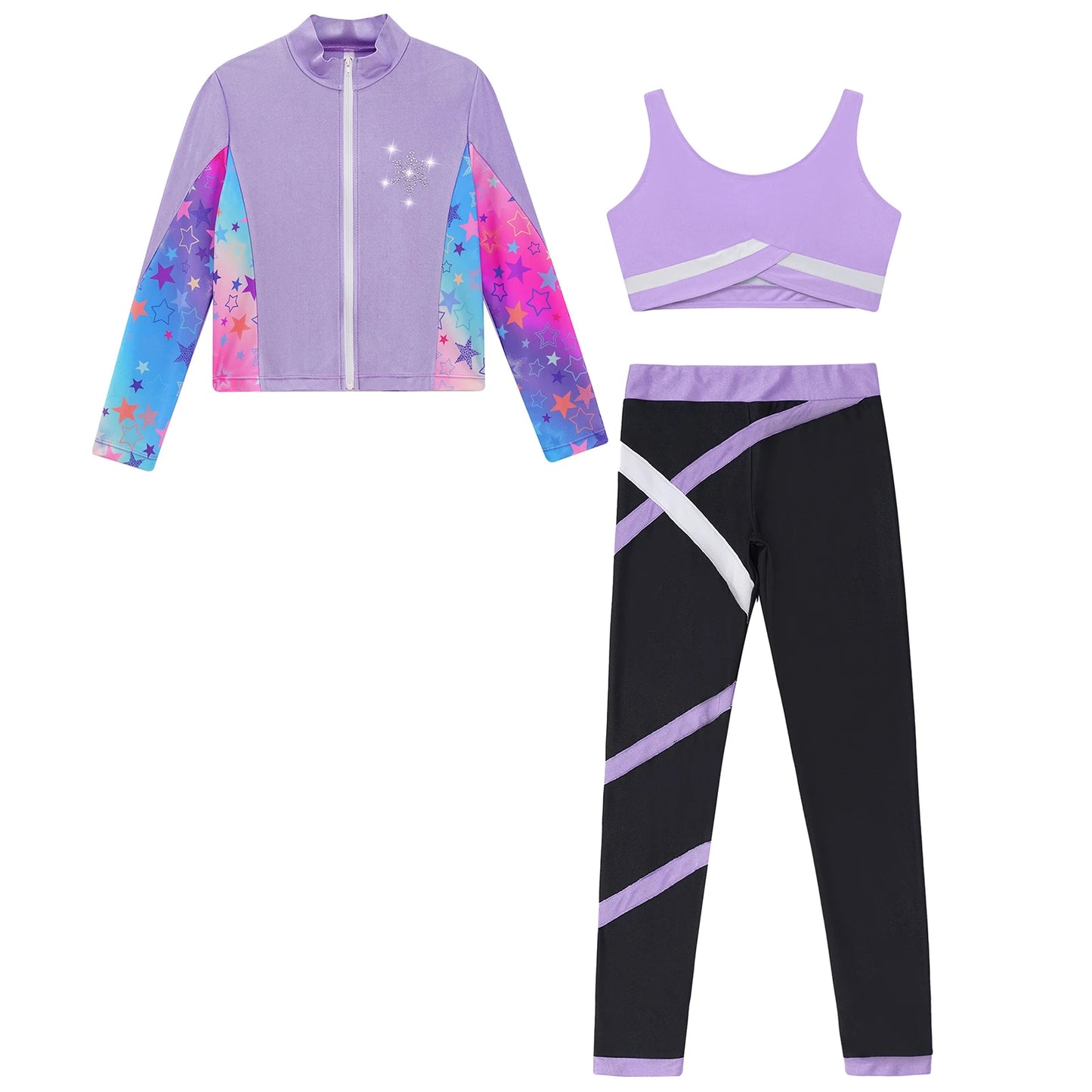 Children's Sport Suits Kids Sports Set For Girls Gym Athletic Outfits Vest with Legging Long Sleeve Zipper Sweatshirt Sportswear