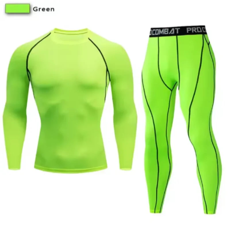 Men's Compression Set Men Sportswear Gym Fitness Suits Training Jogging Sport Tights Clothing Rashguard Running Tracksuit Men