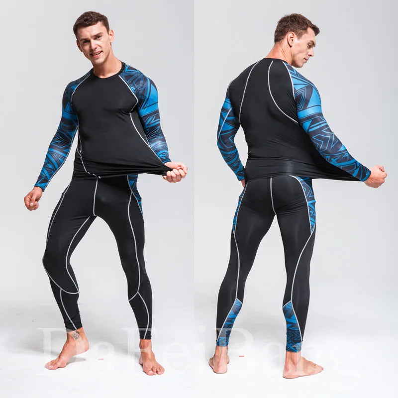 Men's Compression Sport Suits Gym Tights Training Clothes Workout Jogging Set Running Rashguard Tracksuit Sportswear For Men