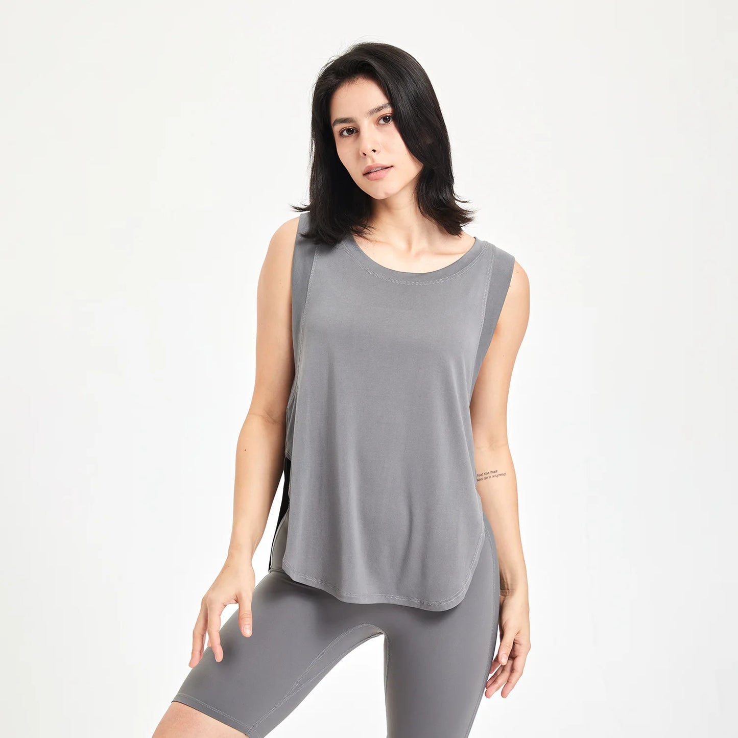 Loose Fit Sleeveless Gym Workout Shirt Women Quick Dry Yoga Running Top Female Long Modal Trainning Camis Sports Active Clothing