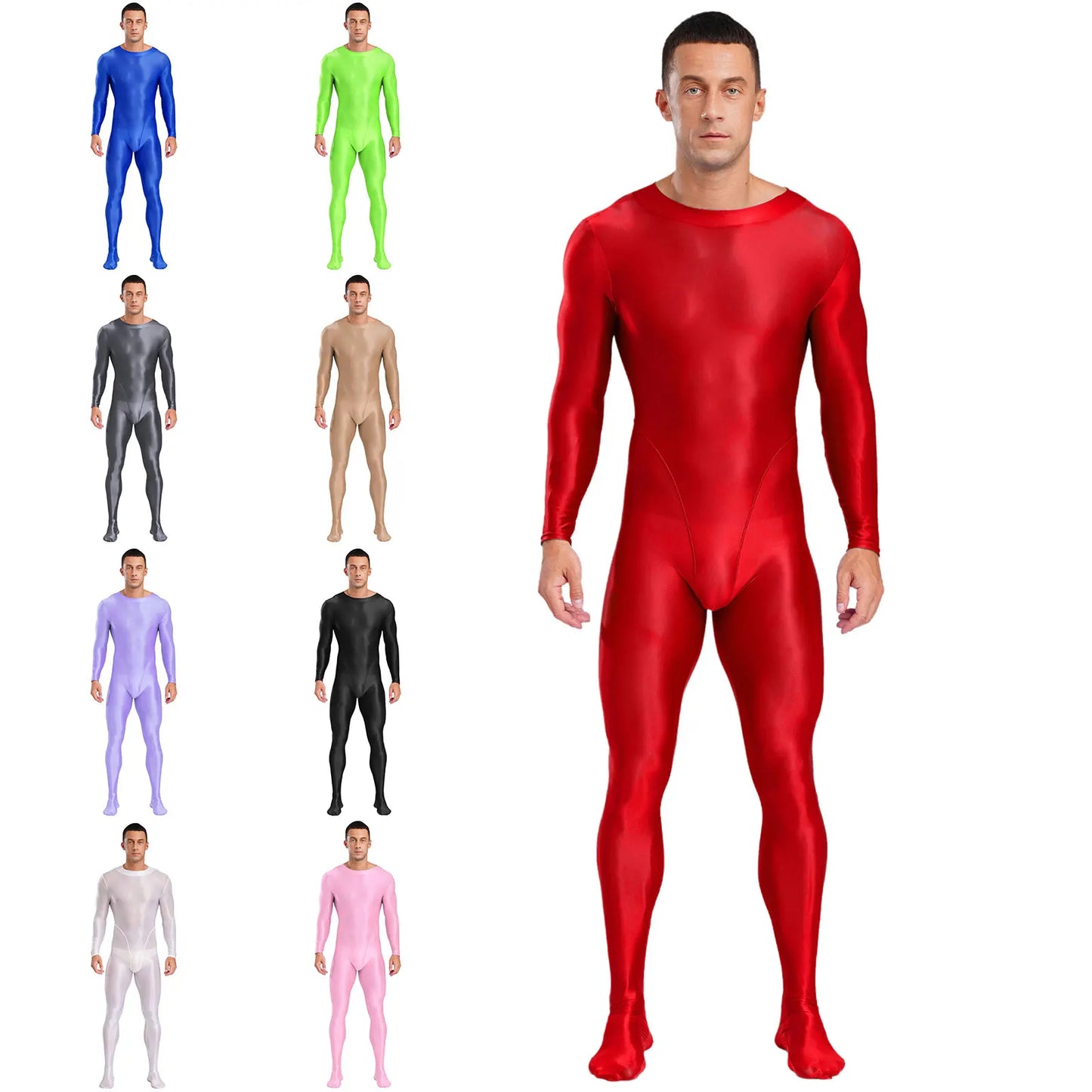 Gymnastics Wrestling Slim Fit Sport Jumpsuits Men Ling Sleeve Footed Body Legging Breathable Workout Gym Costumes Accessory