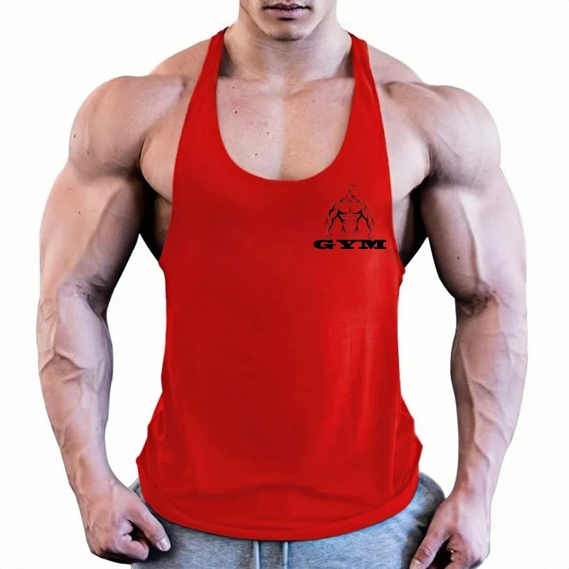 Men's Sleeveless Gym Y-Back Vest, Movement-Friendly Cotton Athletic Undershirt for Muscle Training & Fitness Workout