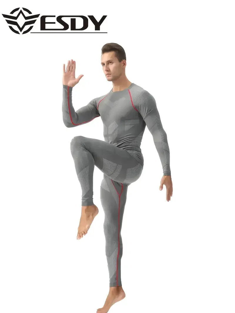 Men'S Outdoor Sports Thermal Underwear Sports Suit Training Fitness Clothing Men'S Fitness T-Shirt Quick-Drying Tops And Pants