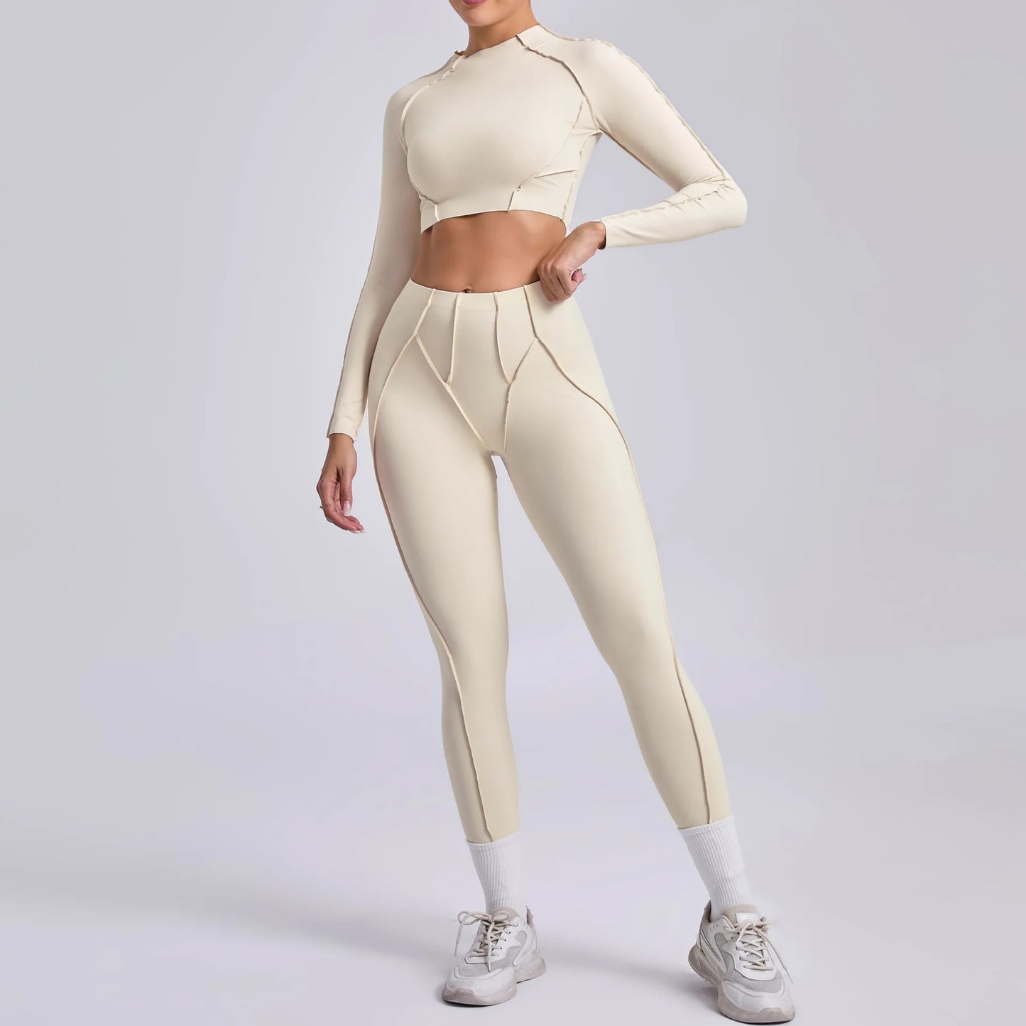 Seamless Yoga Sets Sports Fitness Peach Hip High Waist Tight Pleated Breathable Running Workout Clothing Gym Yoga Suit for Women
