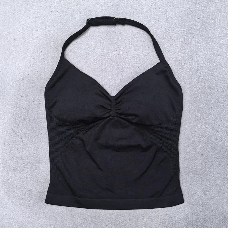 New Seamless Yoga Set Women Gym Clothing Scrunch Bum Legging Padded Tank Top Workout Outfits Fitness Sportswear Suits