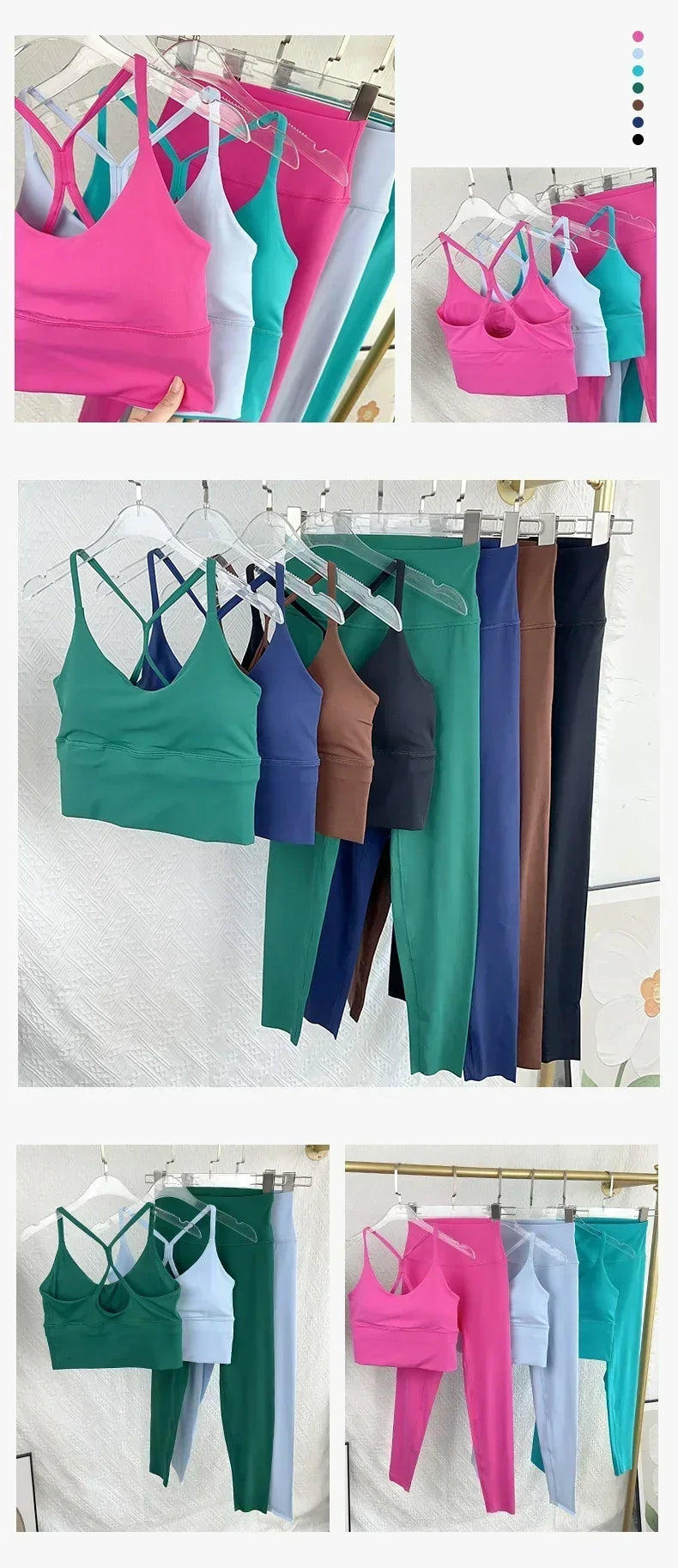 2 Piece Yoga Set Sportswear Fitness Suits Sexy Cross back Yoga Tops Elasticity High Waist Leggings Running Sports Clothing👚👍️