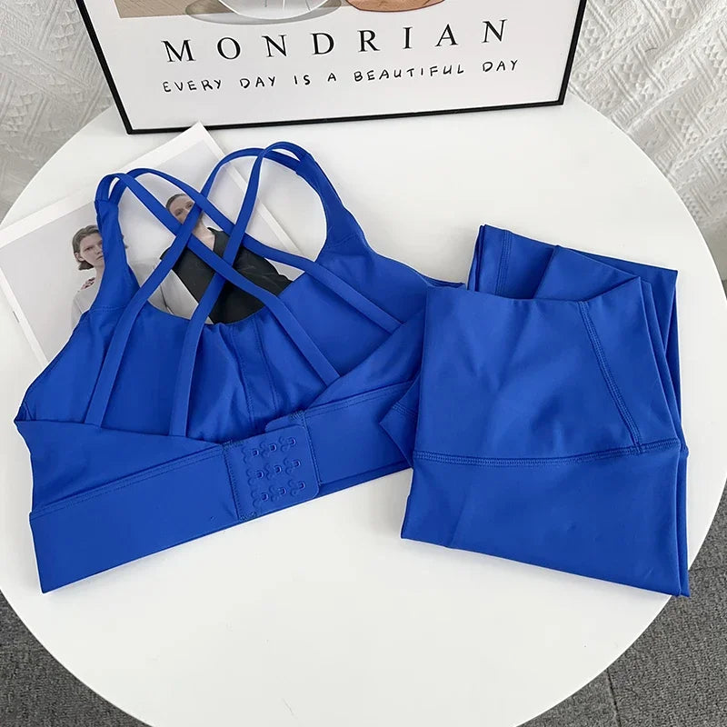 2 Piece Yoga Clothes Women's AthleticWear Gymwear Workout Clothes Gym Crop Top High Waist Legging Fitness Bra Set Sports Suits👚