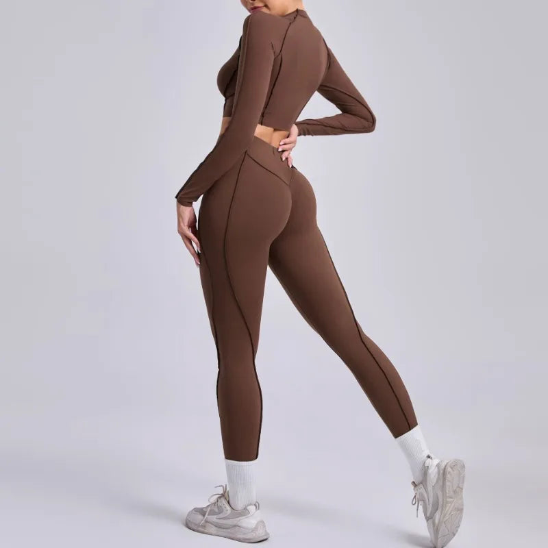 Seamless Yoga Sets Sports Fitness Peach Hip High Waist Tight Pleated Breathable Running Workout Clothing Gym Yoga Suit for Women