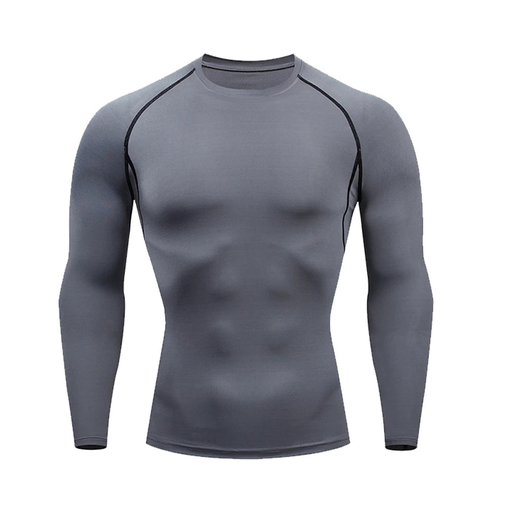 Men's Compression Shirt Men Rashgard Fitness Long Sleeve Running Shirt Man Gym Under T Shirt Football Jersey Sportswear Tights