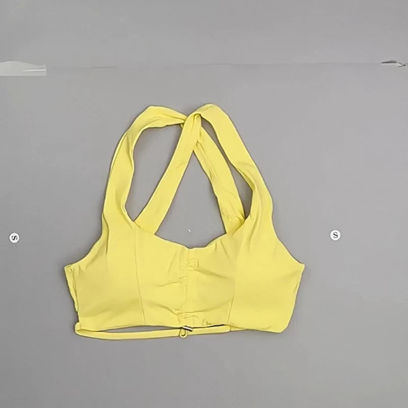 Women Workout Clothing Gym Wear Crop Top Sports Bras V-back Yoga Pants Training Tights