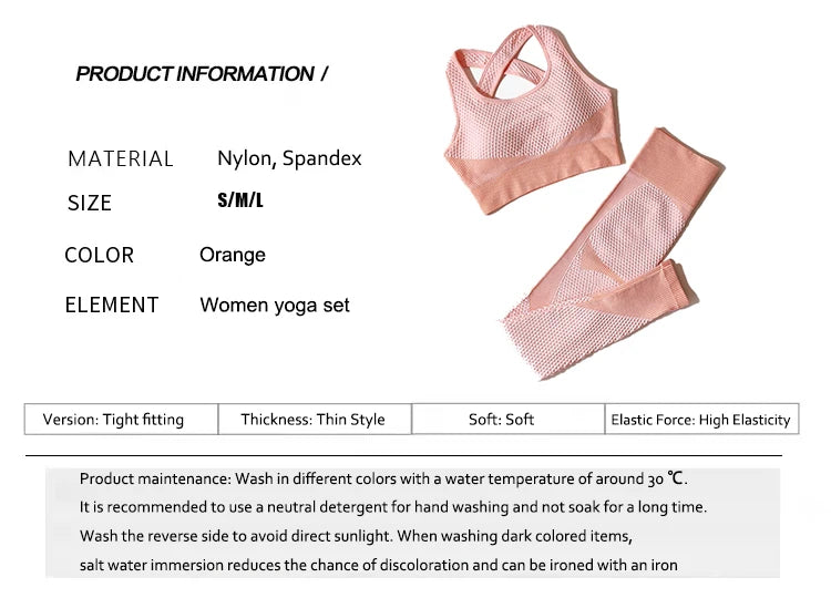 High Waist Leggings+Sport Bra Women Seamless Yoga Set Fitness Clothing Gym Suits Workout Clothes Woman Jogging Sportwear