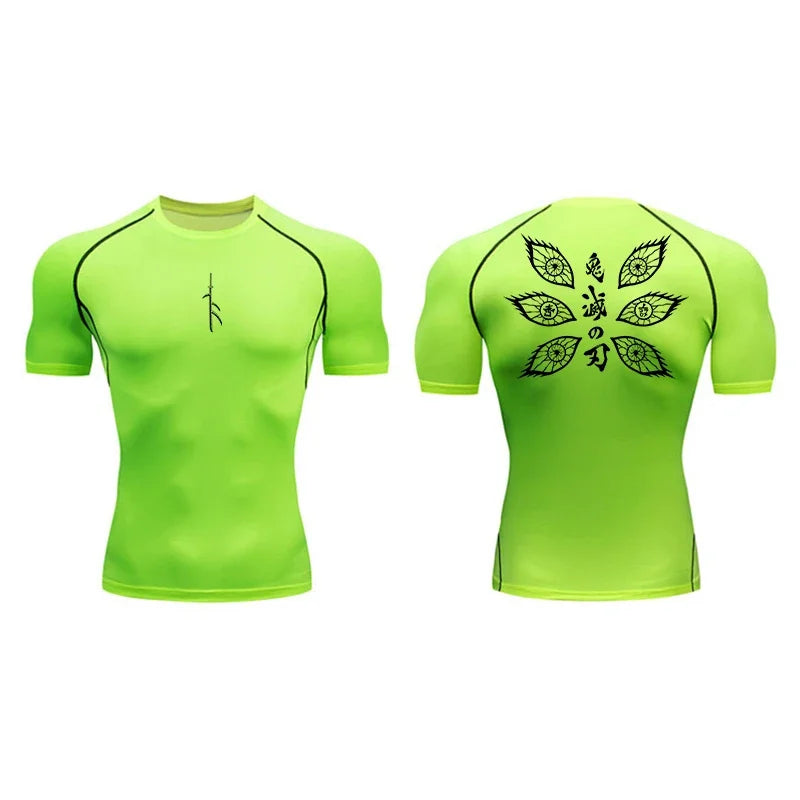 Gym Workout Running T-shirt Men Graphic Print Compression Shirt Breathable T-shirt Top Sports Quick-drying Bottoming Sportswear