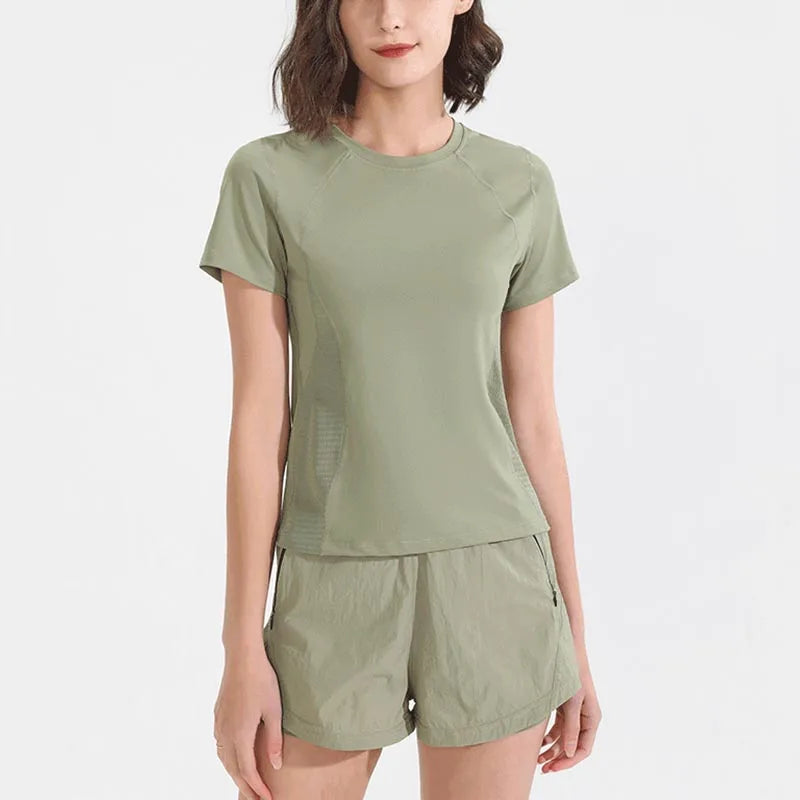 Women Gym Yoga Wear Sport High Waist Short Pocket Run Women Sportswear Fitness Outfi Push Up Quick Drying Summer Sport Clothing