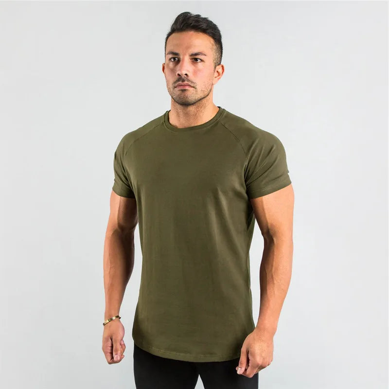 Men's Summer Skinny Casual T-Shirt Short Sleeve Tee Male Gym Fitness Sport Cotton Tops Man Running Workouts Sweatshirt Clothing
