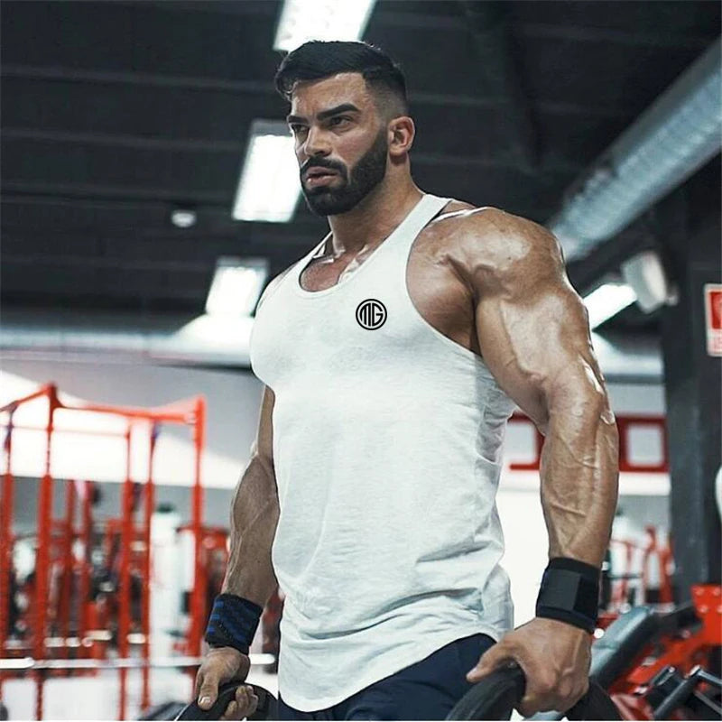 Mens Fitness Sports Sleeveless T-shirt Comfortable Sweatshirt Workout Clothing Cotton Running Vests Summer Gym Tank Tops