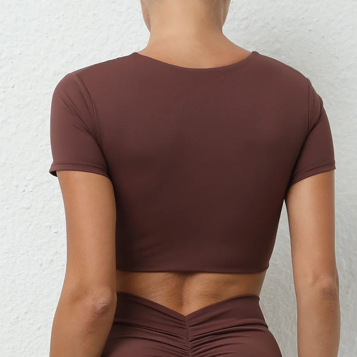 Women Sports Top Padding Gym T-shirt 2025 Sport Crop Top Woman Sportswear Yoga Clothing Tracksuit Brown Wine Red White Blue Navy