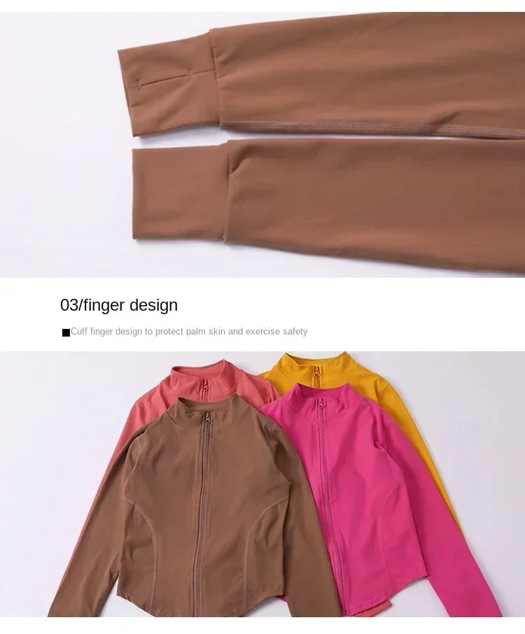 2024 Yoga Wear Running Sports Jacket Quick-drying Women's Fitness Wear Zipper Yoga Wear Top Jacket Long Slim Training Wear