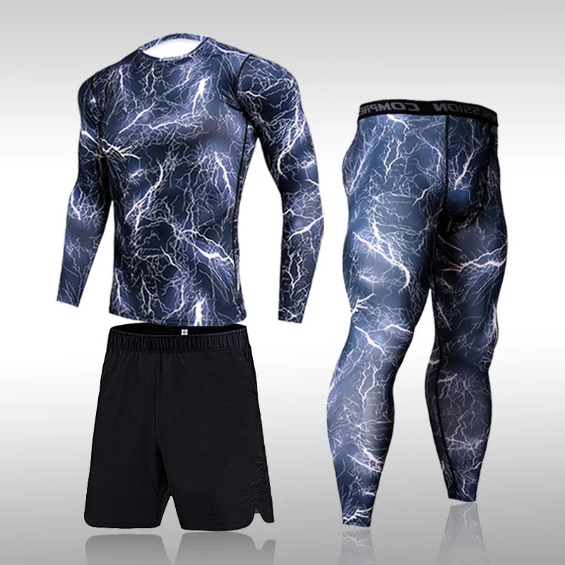Men's Compression Sport Suits Gym Tights Training Clothes Workout Jogging Set Running Rashguard Tracksuit Sportswear For Men