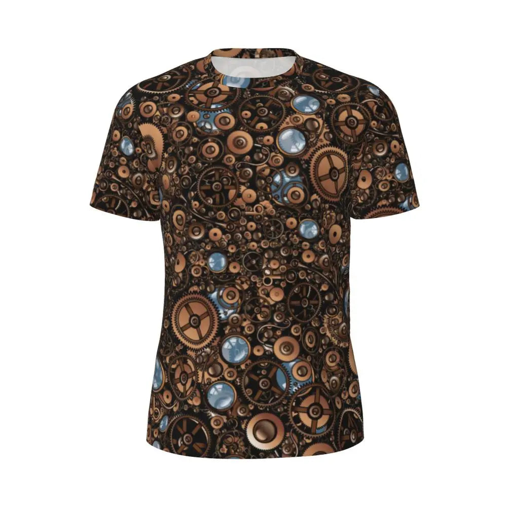 Gym T Shirt For Men Steampunk Design T-Shirts Fashion Wonderful Clockwork Vintage Summer Tees O Neck Streetwear Design Tops