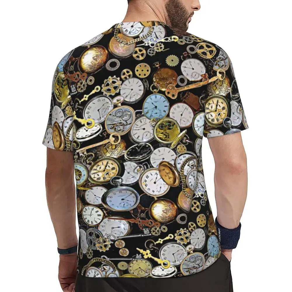 Gym T Shirt For Men Steampunk Design T-Shirts Fashion Wonderful Clockwork Vintage Summer Tees O Neck Streetwear Design Tops