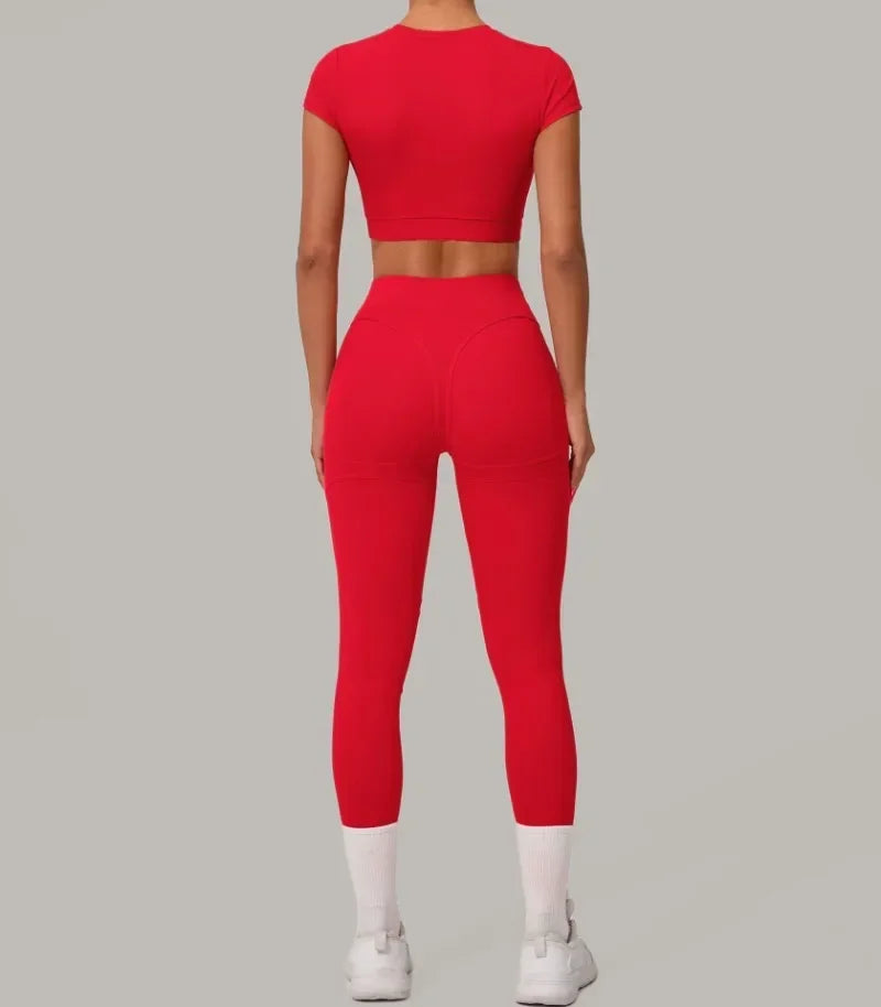 Seamless Yoga Sets Sports Fitness High Waist Hip Lift Tight Breathable Tracksuit Workout Clothing Gym Leggings Suit for Women