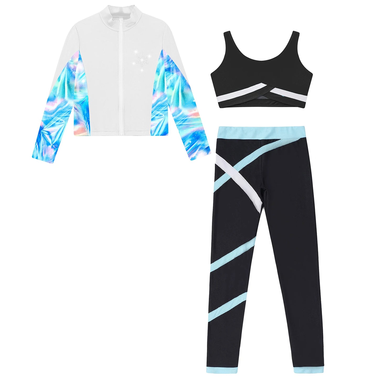 Children's Sport Suits Kids Sports Set For Girls Gym Athletic Outfits Vest with Legging Long Sleeve Zipper Sweatshirt Sportswear