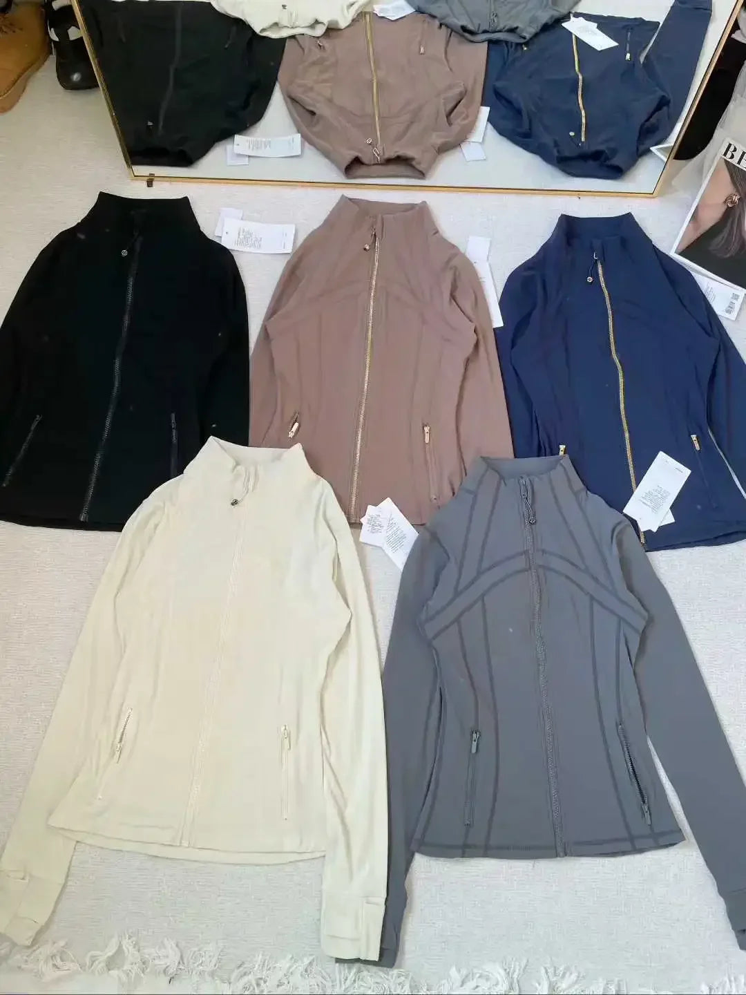 Women Zip Fitness Clothes Long Sleeve Sports Jacket Gym Clothes Woman Yoga Shirt Quick Dry Top Sunscreen Sportswear Yoga Clothes