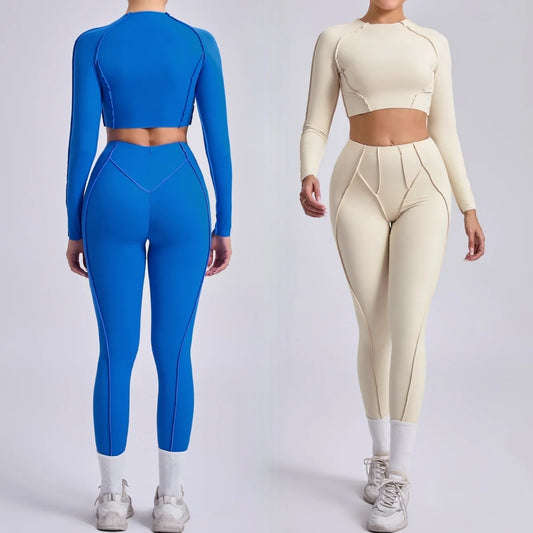 Seamless Yoga Sets Sports Fitness Peach Hip High Waist Tight Pleated Breathable Running Workout Clothing Gym Yoga Suit for Women