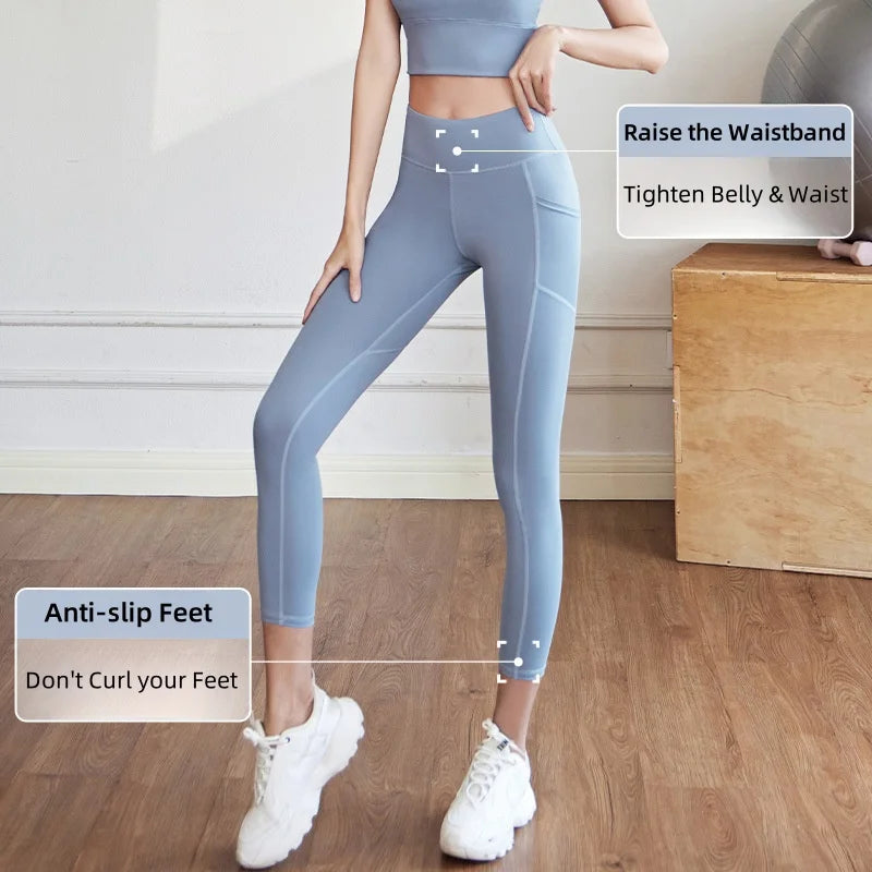 High Waist Jogger Mesh Side Pocket Fitness Gym Legging Sport Outfit for Woman Yoga Wear Tight Gym Workout Running Bike Clothing