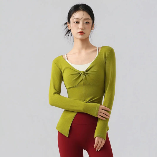 Yoga Clothes for Women Long-sleeved Shirts Gym Tight Running Training Pilates Fitness Clothes Slimming Sports Yoga Tops Clothing