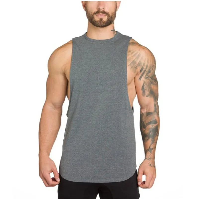 Men Bodybuilding Sleeveless Vest Casual Gym Tank Top Cotton White t Shirt Quick Dry Sport Fitness Singlets Vest Man Gym Clothing