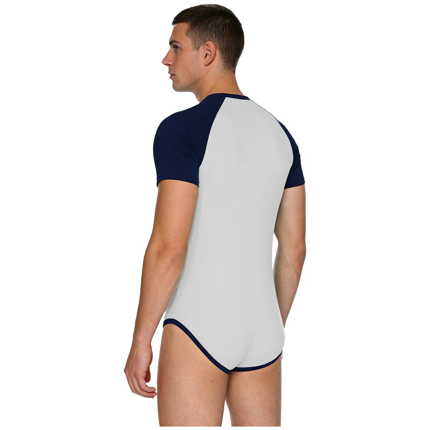 Men Adult Bodybuilding Wrestling Bodysuit Short Sleeve Slim Fit Shirt Jumpsuit for Daily Casual Workout Gym Sports Outfits