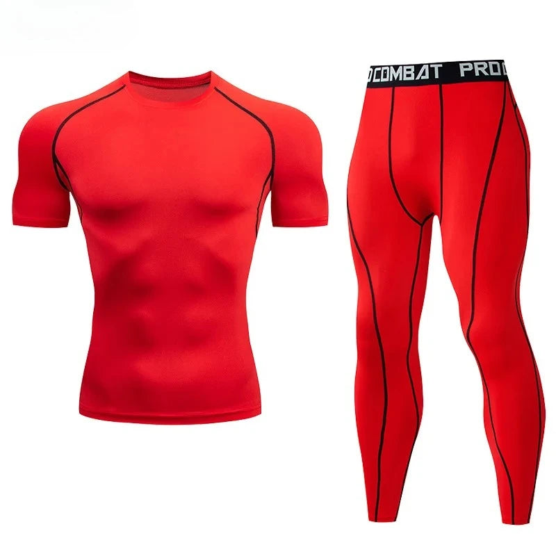 Men's compression sportswear GYM tight fitting sports suit exercise jogging MMA fitness sports suit
