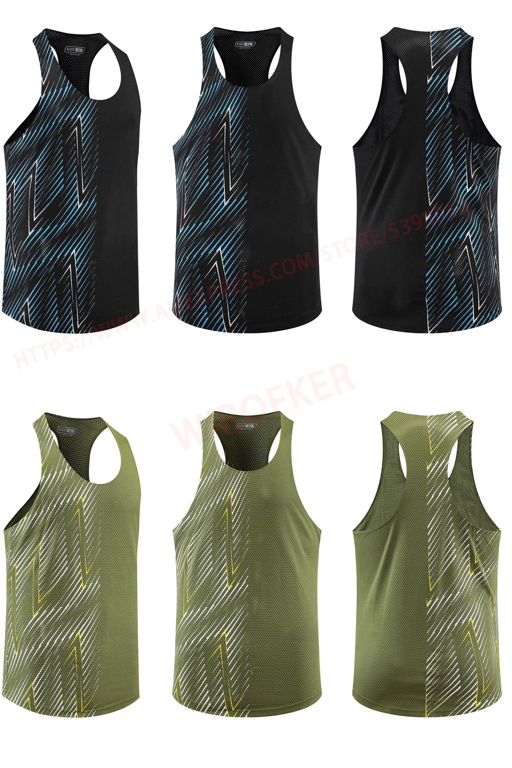 Men Casual Sport Vests Quick Dry Breathable Fitness Running Gym Sleeveless Mesh Workout Vests Prints Bodybuilding Muscle Singlet