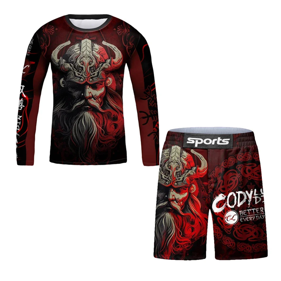 Kids Gym Clothing Tracksuit MMA BJJ Jiu Jitsu Rashguard Quick Dry Boy Children Boxing Sport Suit Running Set Training Sportswear