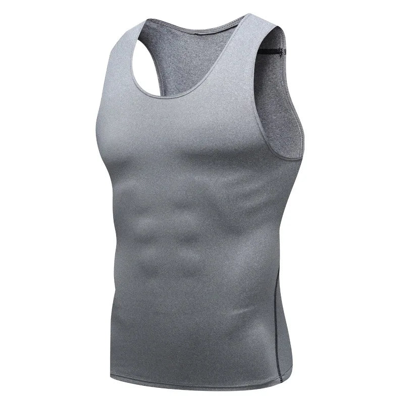 Men's Gyms Clothing Sports Fitness Tank Top Quick Dry Vest Workout Running Sportswear Tops Round Neck Sports Shirt