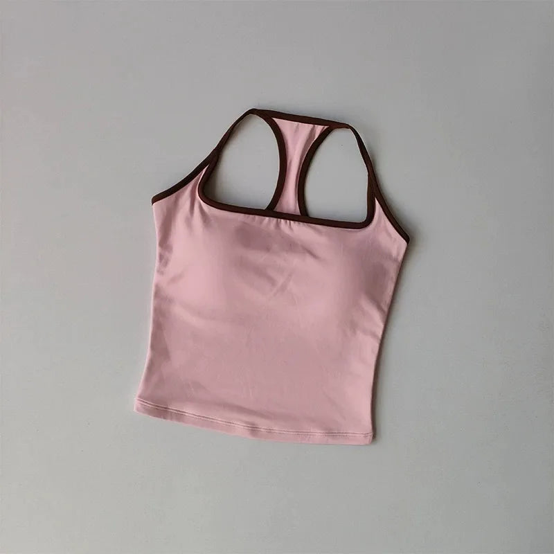 Sports and Fitness Vest with Chest Pad Summer Shockproof Beauty Back Nude Feeling Suit Pilates Training Yoga Top Yoga Clothing