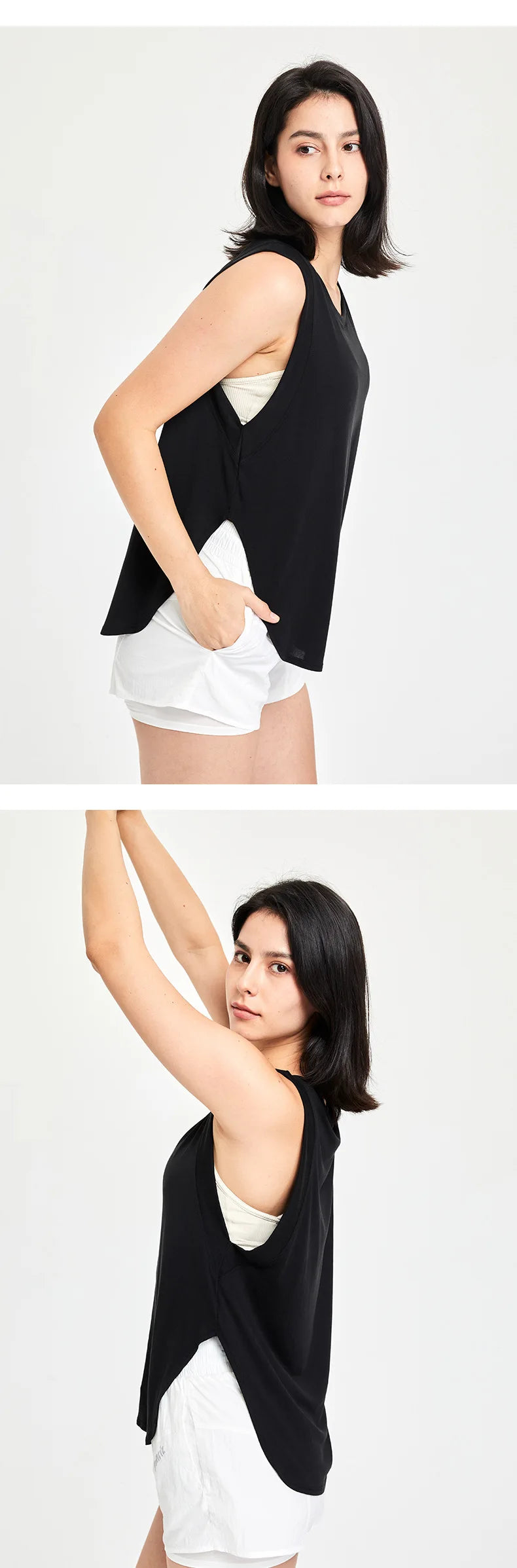 Loose Fit Sleeveless Gym Workout Shirt Women Quick Dry Yoga Running Top Female Long Modal Trainning Camis Sports Active Clothing