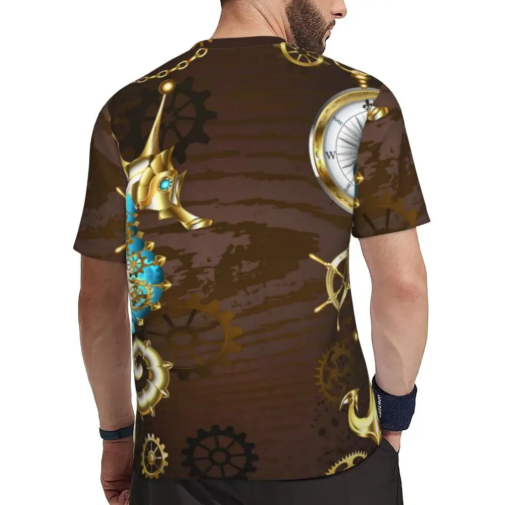 Gym T Shirt For Men Steampunk Design T-Shirts Fashion Wonderful Clockwork Vintage Summer Tees O Neck Streetwear Design Tops