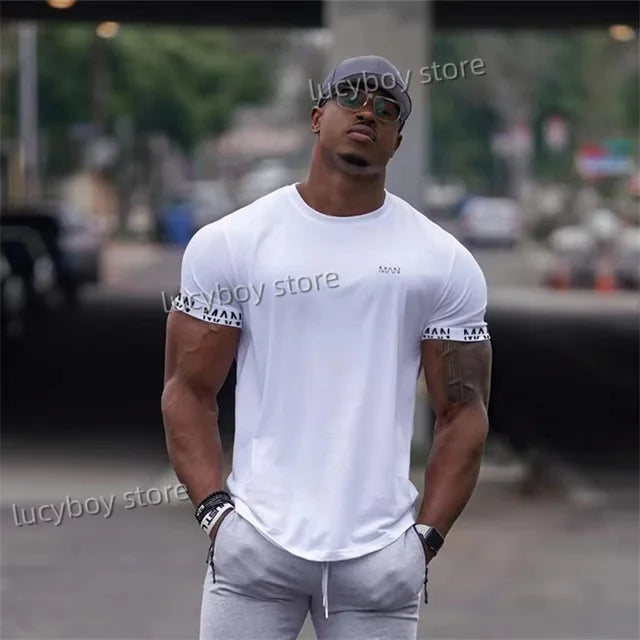 Men's Sports Outdoor Gym T Shirt Mans Casual Short Sleeve Tees Quick Drying Running Sportwear Men Oversized Tops men Clothing
