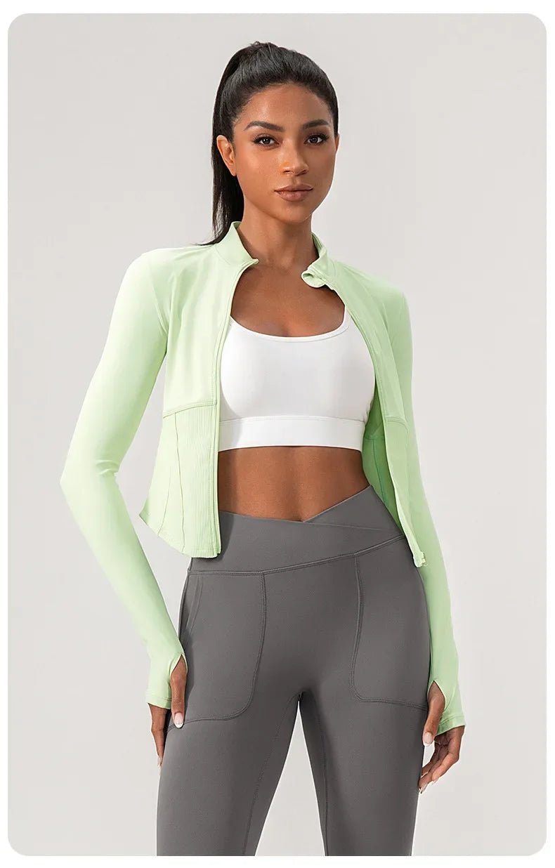 Yoga Suit Women Gym Set Long Sleeve Zipper Sport Women Tracksuit Running Workout Sportswear Female Sports Shirt Slim Fit