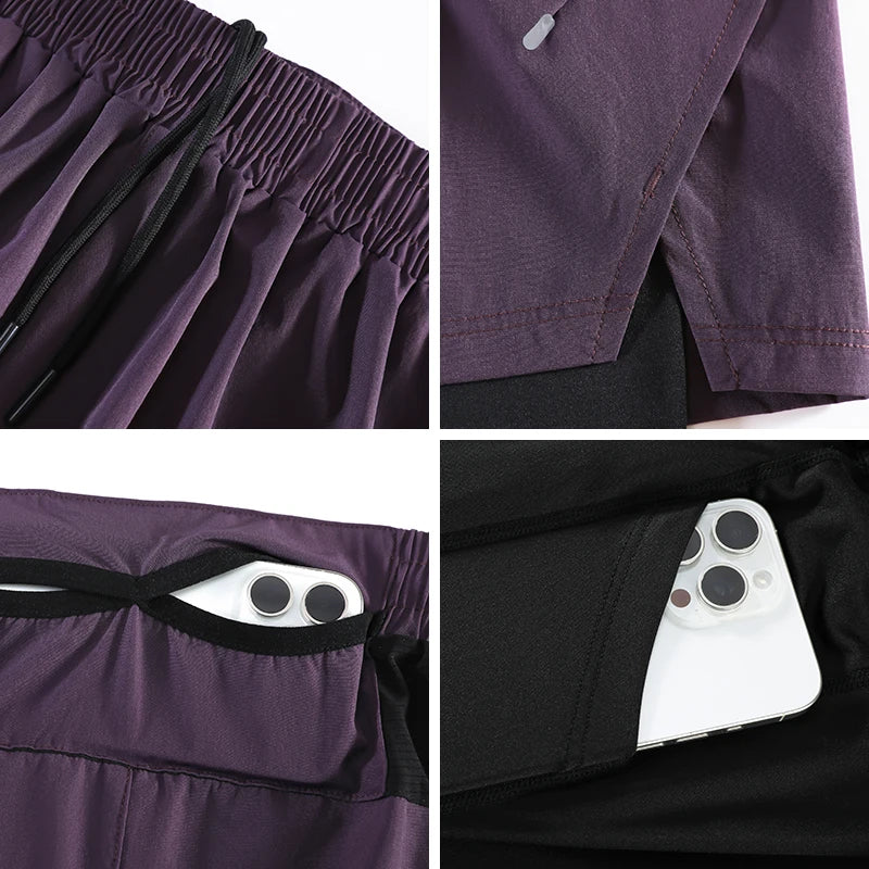 Men's Running Shorts Gym Sports Fitness Training Jogging Sportswear Breathable Quick-Dry Compression Workout Clothing