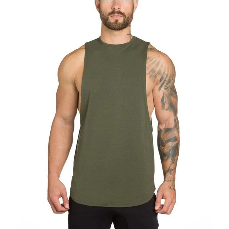 Men Bodybuilding Sleeveless Vest Casual Gym Tank Top Cotton White t Shirt Quick Dry Sport Fitness Singlets Vest Man Gym Clothing
