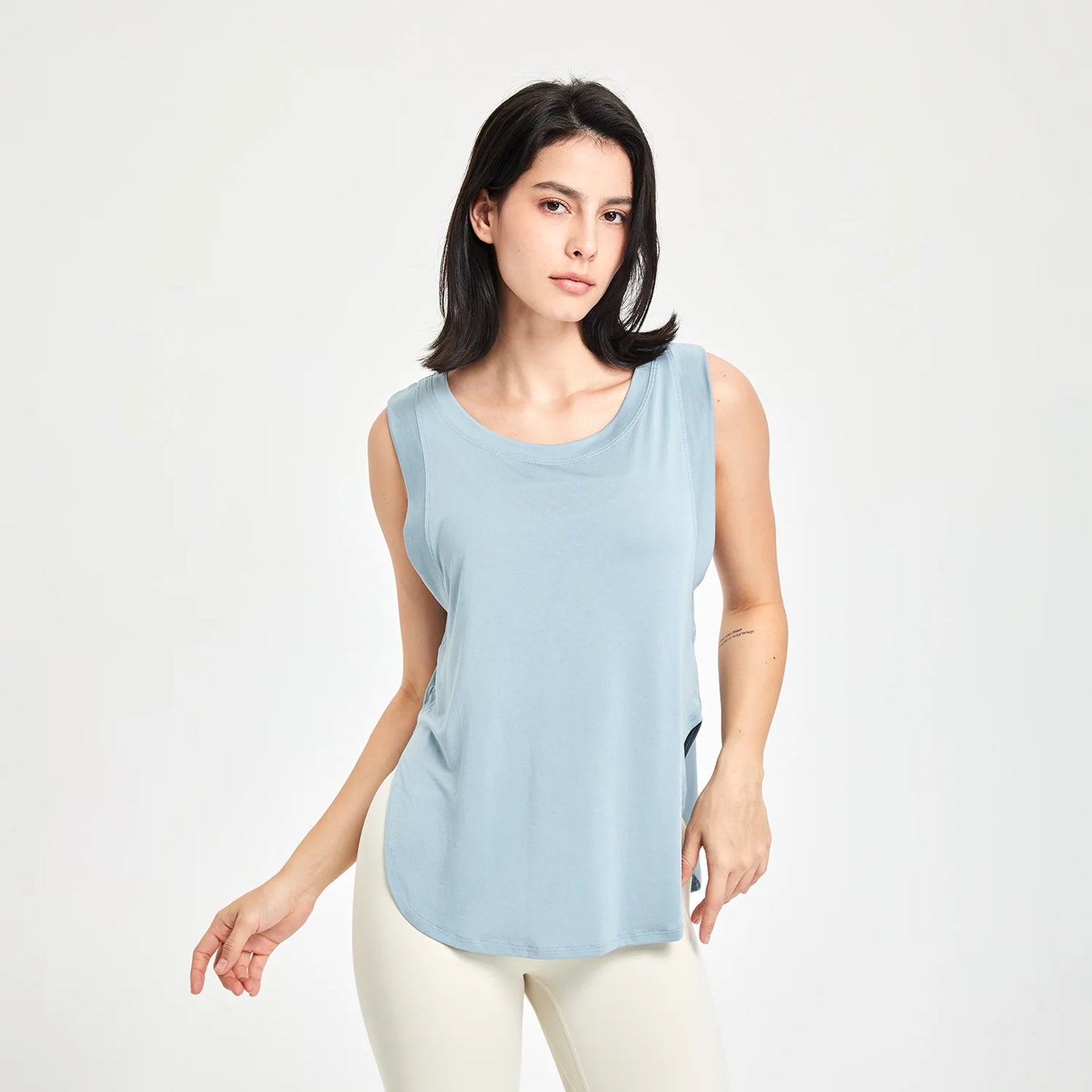 Loose Fit Sleeveless Gym Workout Shirt Women Quick Dry Yoga Running Top Female Long Modal Trainning Camis Sports Active Clothing