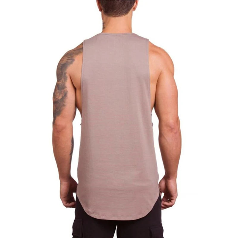 Men Bodybuilding Sleeveless Vest Casual Gym Tank Top Cotton White t Shirt Quick Dry Sport Fitness Singlets Vest Man Gym Clothing