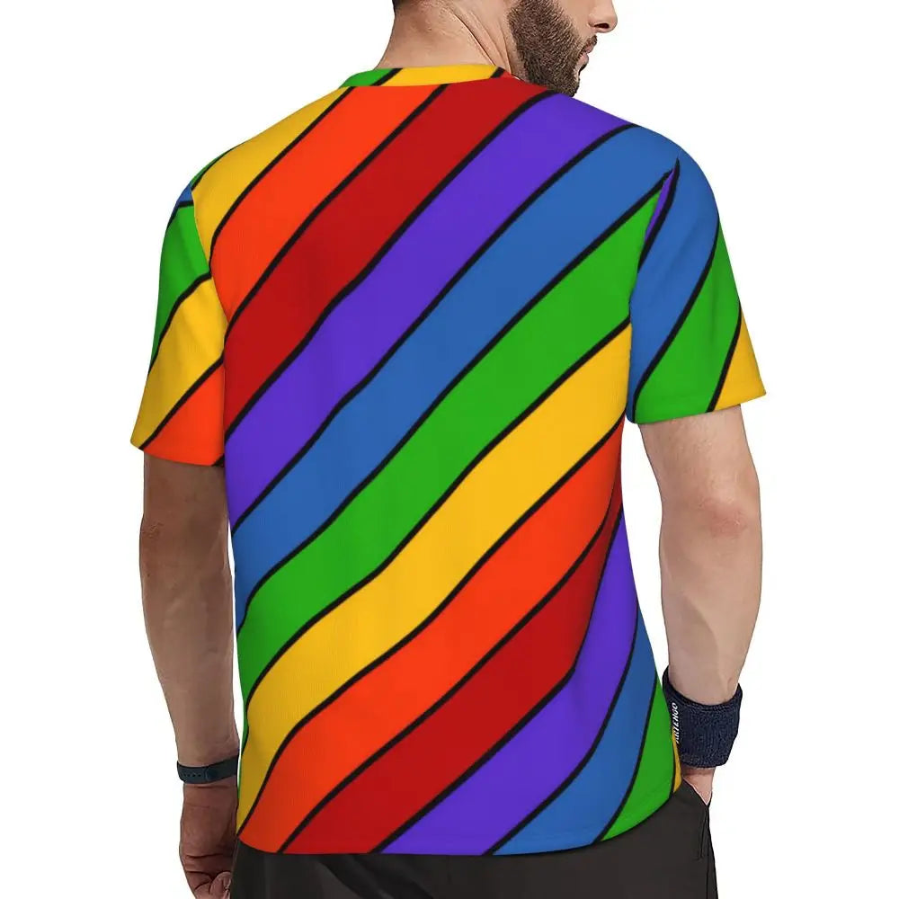 Gym T Shirt For Men Mondrian Line T-Shirts Trendy Cool Colorful Plaid Summer Tees O Neck Y2K Retro Graphic Clothing Gift Idea