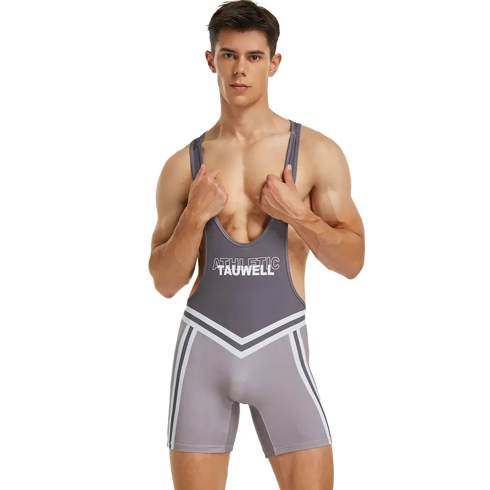 Gym Workout Mens Undershirts Bodysuit Wrestling Singlet Fitness Workout Running Vest Bodywear Underwear Bodybuilding Jumpsuit